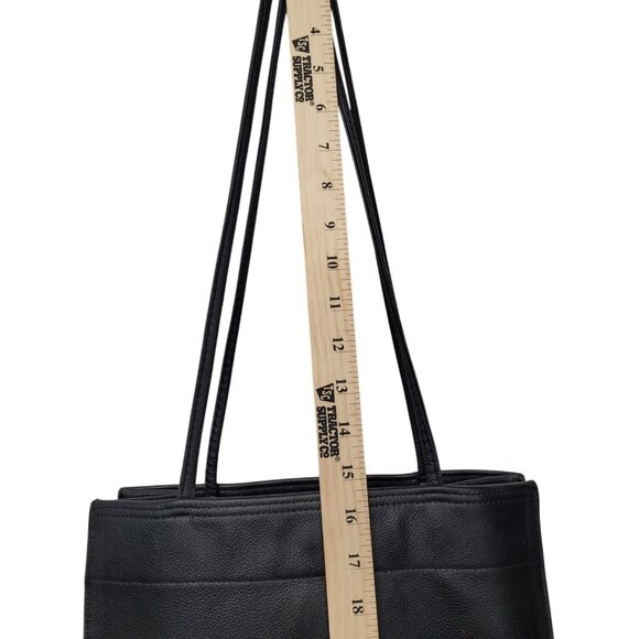 Vintage Harley Davidson Black Embroidered Logo Leather Shoulder Bag Purse Tote - Picture 6 of 16